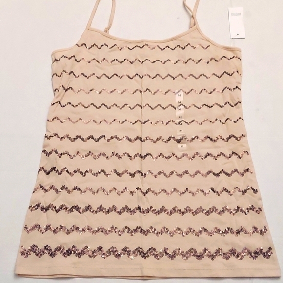 LOFT OUTLET Sequin Beige Tank Top/Camisole sz M NWT - Picture 1 of 8